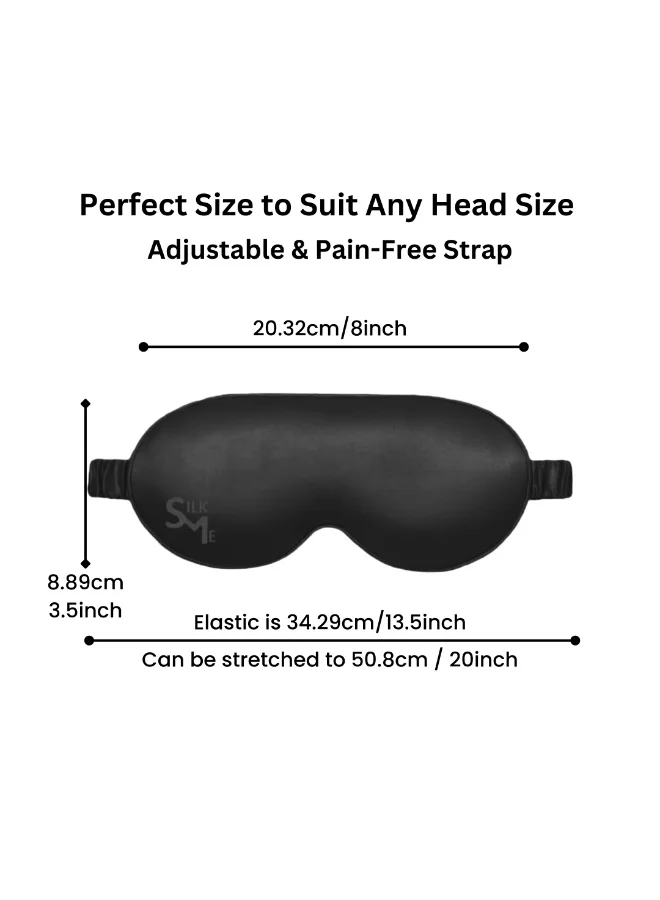 Silk Me  Silk Me 100% Pure Mulberry Silk Sleep Mask - Eye Mask for Women/Man with stretchable band - Blackout Sleep Mask - 3D shape for added comfort (Black)  | Best Price UAE